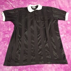Vintage Uhlsport Soccer Referee Jersey Polo Shirt Mens Large Black White USA